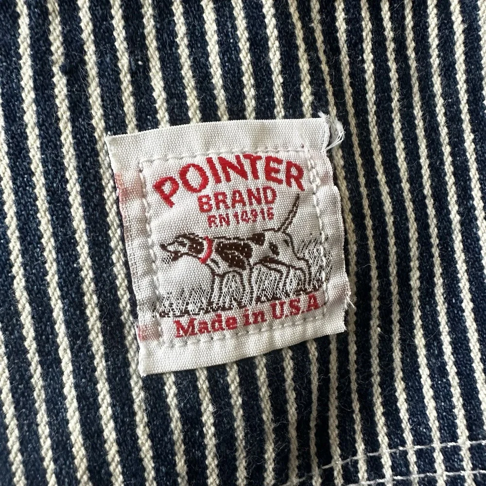 Pointer Brand USA Hickory Striped Denim Carpenter Pant Railroad Blue Sz 32 x 32